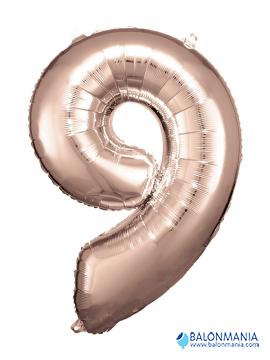 SuperShape Number 9 Rose Gold Foil Balloon L34 Packaged 63cm x 86cm