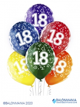 Balon 18 rojstni dan, lateks (6 kom)