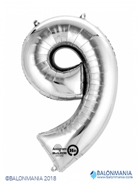 Balon 9 srebrni številka