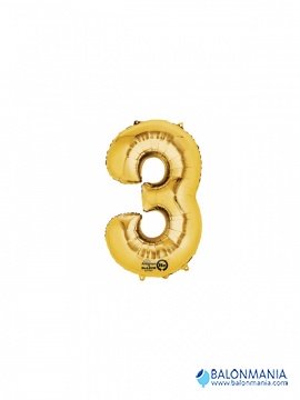 Balon 3 zlat številka mini
